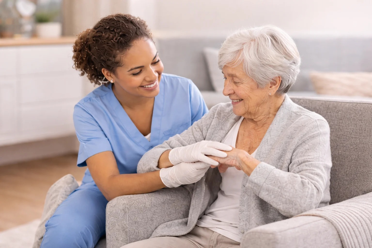 Caregiver providing personal assistance